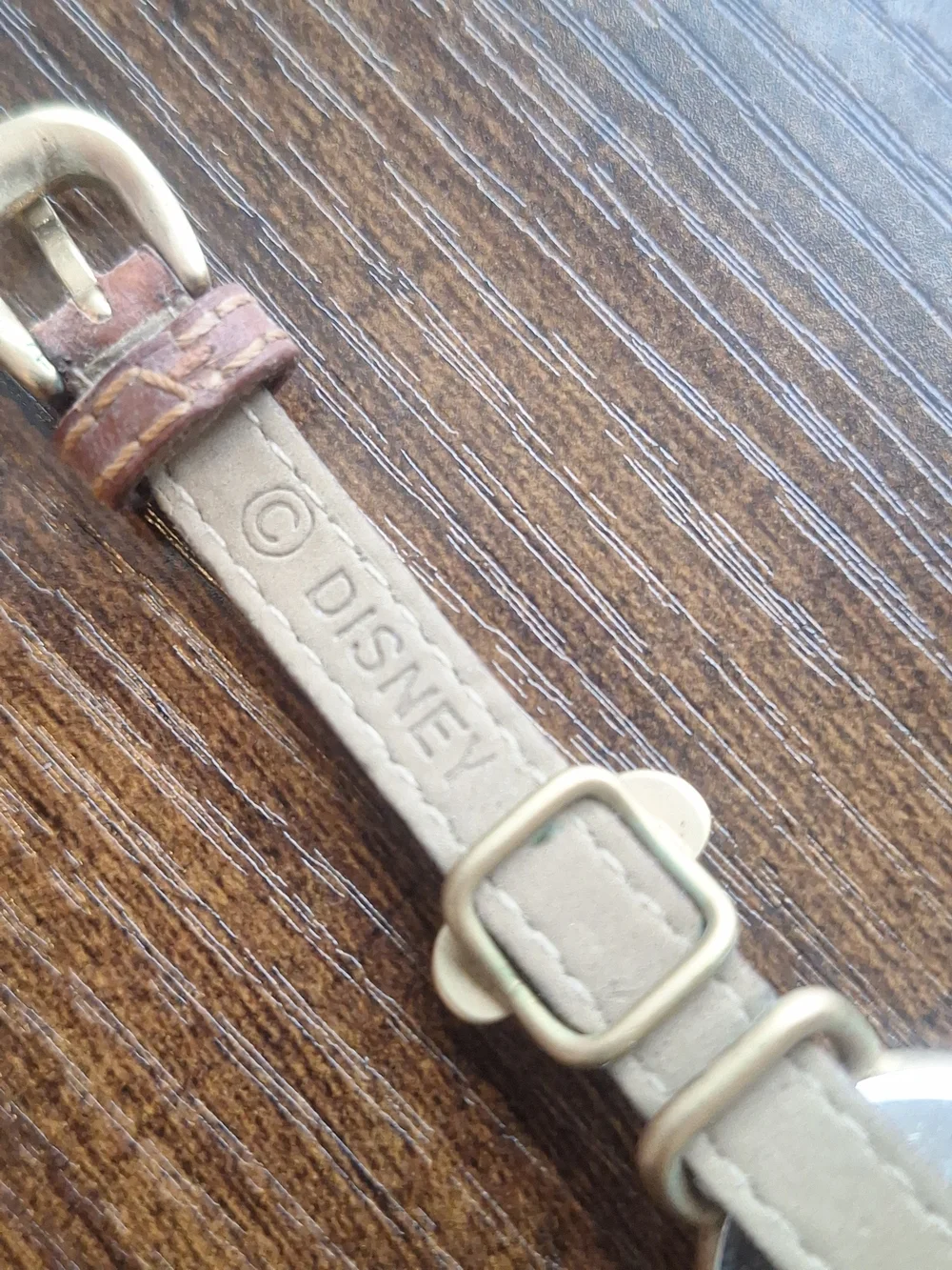 Disney Brown and Gold Mickey Mouse Leather Strap Watch Requires Battery